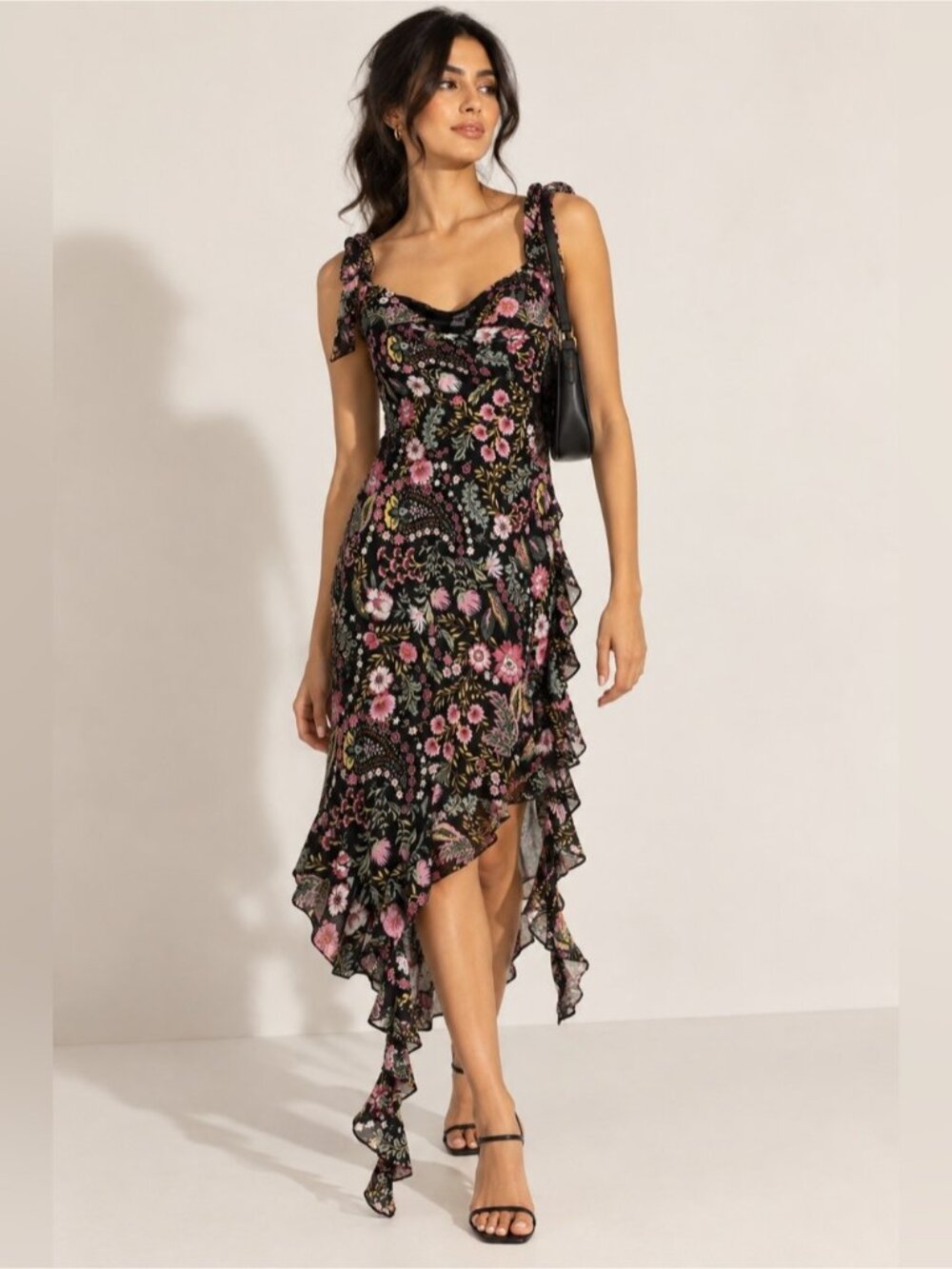 Forever 21 Floral Asymmetrical Ruffle Dress Size XS